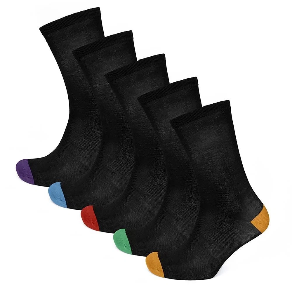 A2Z Mens Contrast Heel And Toe Multicoloured Cotton Comfortable Pack Of 5 Socks