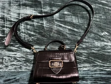 COACH Black Croc Embossed Leather Handbag Crossbody