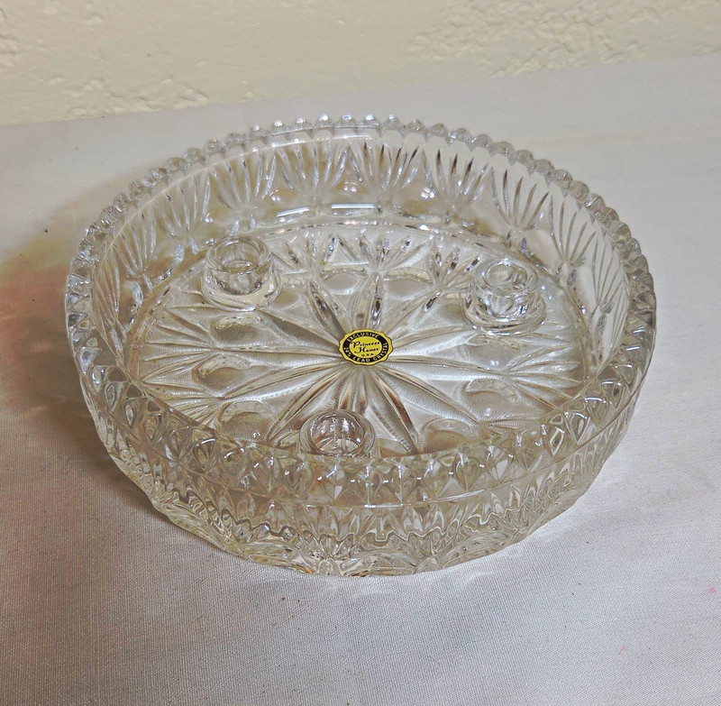 Princess House Clear Crystal 3-Lite Taper Holder Starburst w/ Box 830
