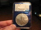 2025 United States Silver Eagle Coin NGC MS70 Blue Reflective Slab