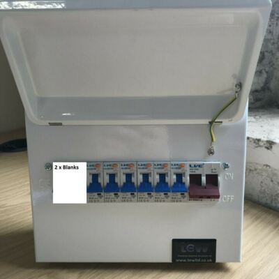 Live Electrical 100A 8 nutzbare Wege metallverkleidete Verbrauchereinheit + 6 Typ A RCBO's
