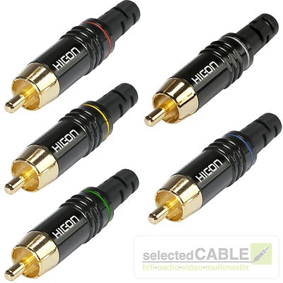HICON HI-CM06 Metall RCA Cinch-Stecker Löt WEISS ROT GELB GRÜN BLAU