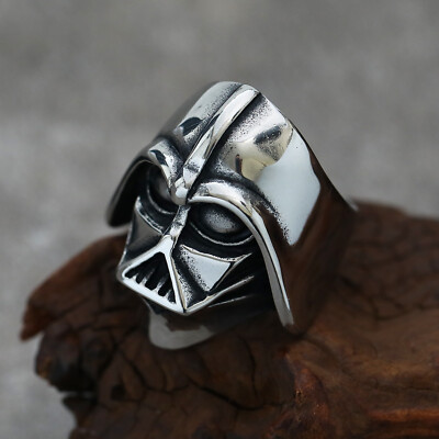 Darth Vader Mask Helmet Ring Stainless Steel Men's Vintage Biker