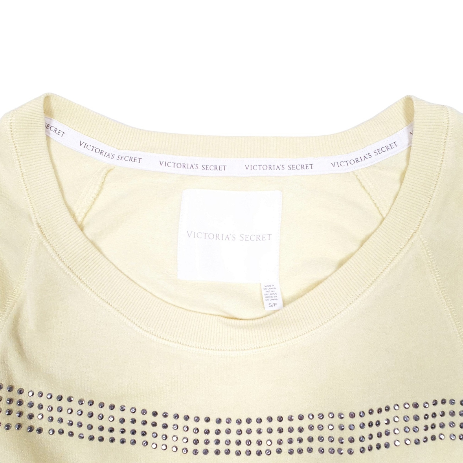 VICTORIAS SECRET Crewneck Half Sleeve Rhinestone Jumper Sweatshirt Womens S image 2