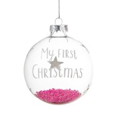 Image of Sass & Belle Baby Girl First Christmas Bauble Festive Christmas Tree Decoration