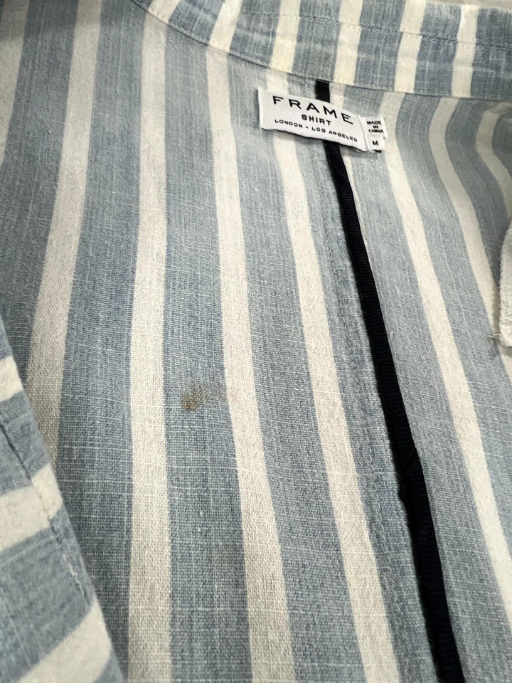 Camisa feminina FRAME blazer oversized vestido listrado de algodão médio - Imagem 4 de 4