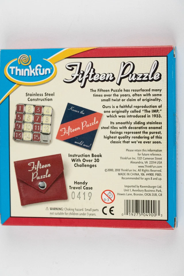 NEW Thinkfun Fifteen Puzzle Brain Game with Case & Instruction Booklet - Image 2 of 4