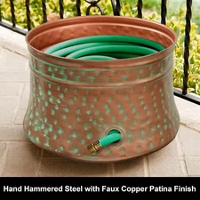 Rustic Garden Water Hose Storage Pot Decorative Hose Holder Container Outdoor US