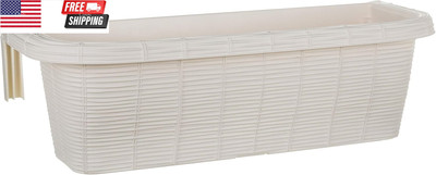 Exports International AP-30312 23.5'' Adjustable Railing Planter, Ratan Look, Whi