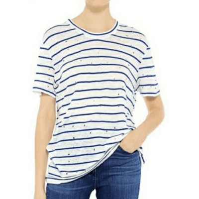 IRO Mina 100% Linen Distressed Short Sleeve Top