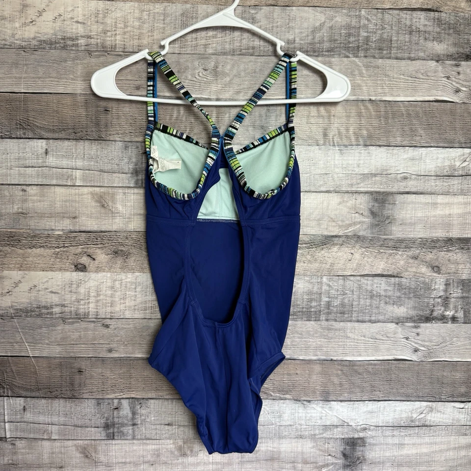 Nike Women's Solid Racerback One-Piece Blue Swimsuit Sz. 6 Padded - Image 2 of 4