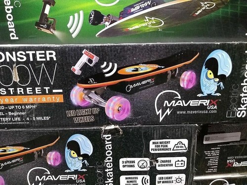NEW Maverix USA MON100 MONSTER 100W Street Electric Skateboard w/LED Wheels - 第 2/2 張圖片