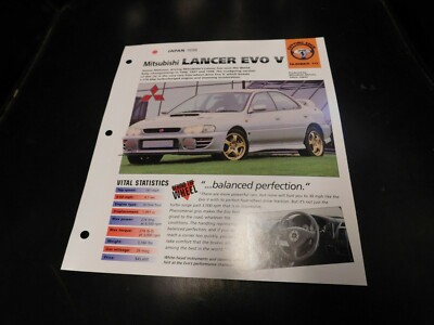 1998 Mitsubishi Lancer Evo V 5 Spec Sheet Brochure Photo Poster