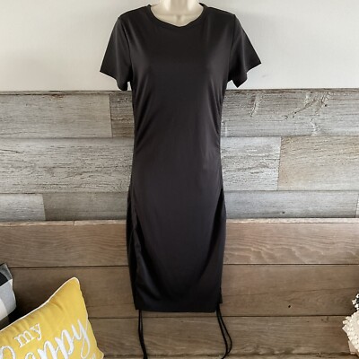 drawstring side ruched dress New Sleeveless Bodycon Ruched Short Dress Side Drawstring solid cream