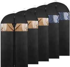 5 Pack - 43" Black Garment Bag Mens Suit Bags for Closet Storage and Travel