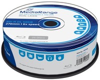 50 Mediarange Rohlinge Blu-Ray BD-R Dual Layer 50GB 6X Spindel