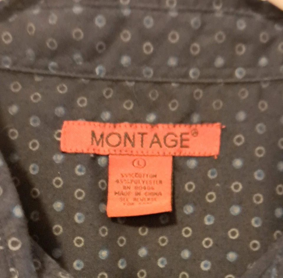 Lote de 2 camisas de vestir de montaje para hombre talla L manga larga con bolsillo con botones Foto 2 de 4