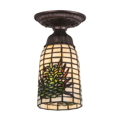 Meyda Lighting 1 Light 5'' Pine Barons Flushmount, Mahogany Bronze/Green - 190970