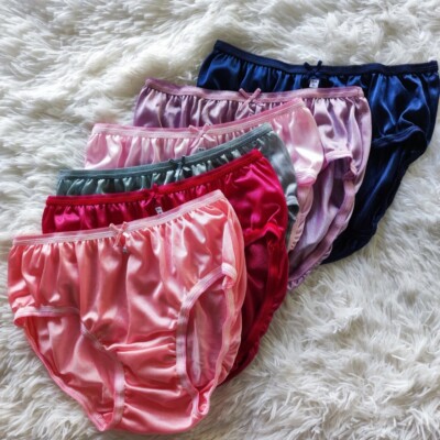 6 Vintage Nylon Bikini Panties Women Mens Silky Soft Smooth Briefs Hip 32''-38'' L