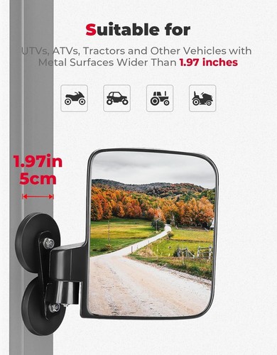2PC Tractor Rear Side Mirrors Rated Magnetic Mirror LH& RH For Kubota John Deere - Picture 3 of 7