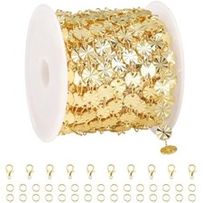 4 meters light gold sequin chain for jewelry making 18k gold plated br