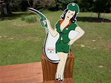 PORCELAIN SINCLAIR DINO GASOLINE PINUP GIRL SIGN DOOR PUSH PLATE STATION SIGN