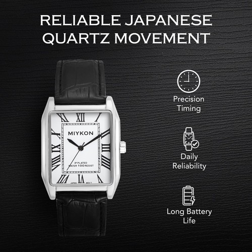 Orologi Vintage Uomo - Tank Square Silver Orologio Analogico con Nero Originale... - Foto 4 di 7