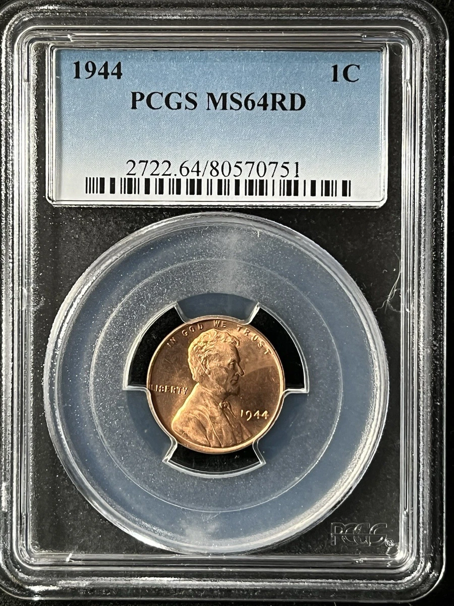 MS 64 Graded 1944 Year Lincoln Wheat US Small Cents (1909-1958