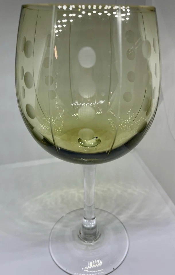 De colección Allegro Color Laura Cristal Globo Copas de Vino Marrón Verde Polkadot Foto 3 de 4