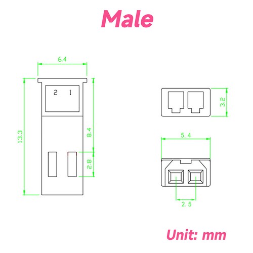 JST Crimp Terminals Connector Male / Female Pin JST-2P Housing 2.54mm Red - Picture 5 of 10