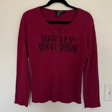 Harley-Davidson Women's Burgundy Long Sleeve Thermal Top - Size M