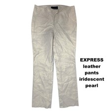 pants EXPRESS vintage S beige pearlized leather straight leg mid rise
