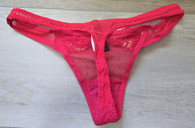 NWT Vintage Victoria's Secret Sexy Little Things Red Thong Panties Sequin Bow M