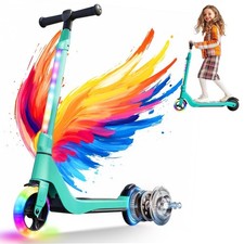 Electric Scooter for Kids With Auto Headlight Wheel Adjustable Height E-Scooter