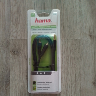 Hama 1,5m Adapter-Kabel AUX 3,5mm Klinken-Stecker auf 2x RCA Cinch-Kabel Audio