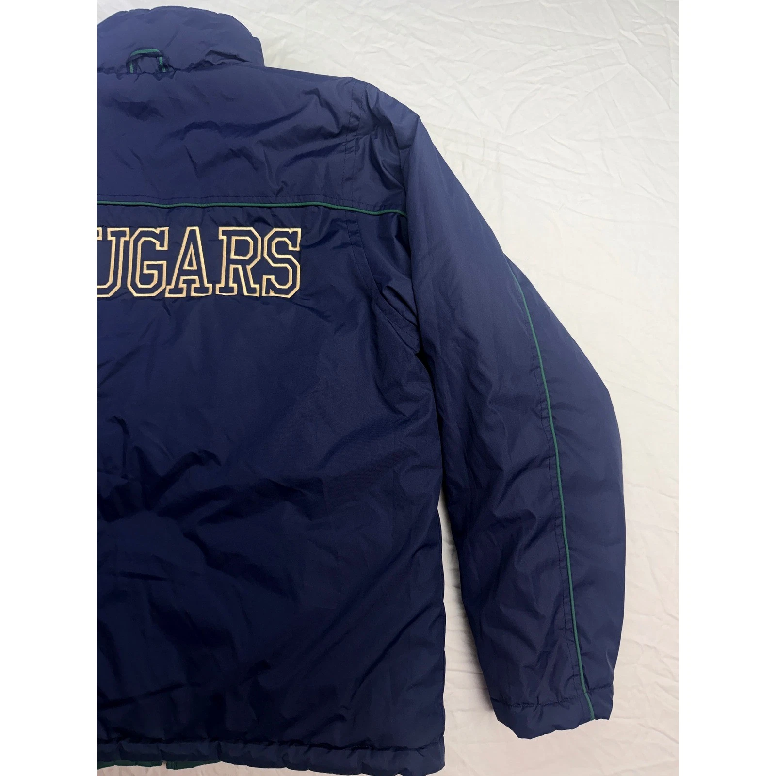 Devon & Jones Reversible Puffer Jacket Mens Medium Navy Green Cougars SF Logo EX - product detail image 7