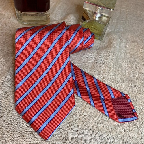 Cravate Homme Kiton Napoli - Soie, Rouge Avec Finitions Jaunes, Largeur Plus De 8,2 Cm, Made In Italy