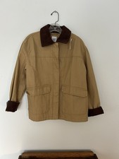 Gap Y2K Tan Chore Barn Jacket Full Zip Snap w/Corduroy Collar Men s Sz XS -NWT
