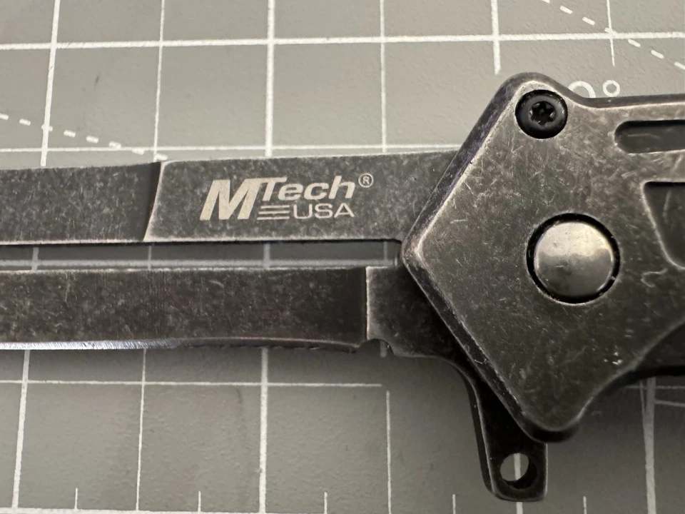 Cuchillo de punta de lanza MTECH USA MT-A840 lavado a la piedra Sprg Asst con interruptor 4,75" cerrado Foto 4 de 4