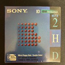 Sony 10MFD2HDCF 2HD 3.5-Inch IBM Formatted Floppy Disks 1 Boxes 10-Pack Sealed