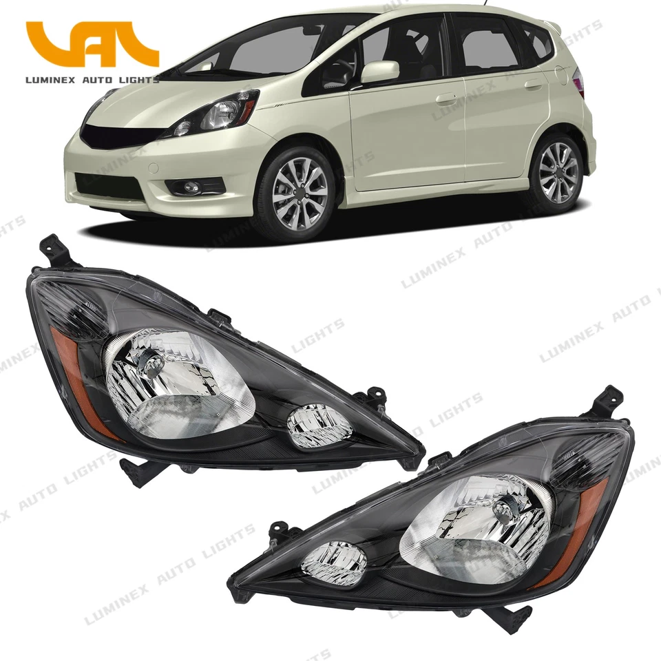 Fit For Honda FIT 2009-2014 Halogen Grey Housing Headlight Pair 09-14 Left+Right Foto 2 de 4