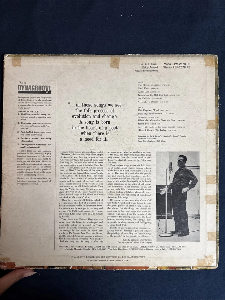 Eddy Arnold-"Cattle Call"-RCA Victor LPM-2578 -1963 - Image 2 of 4