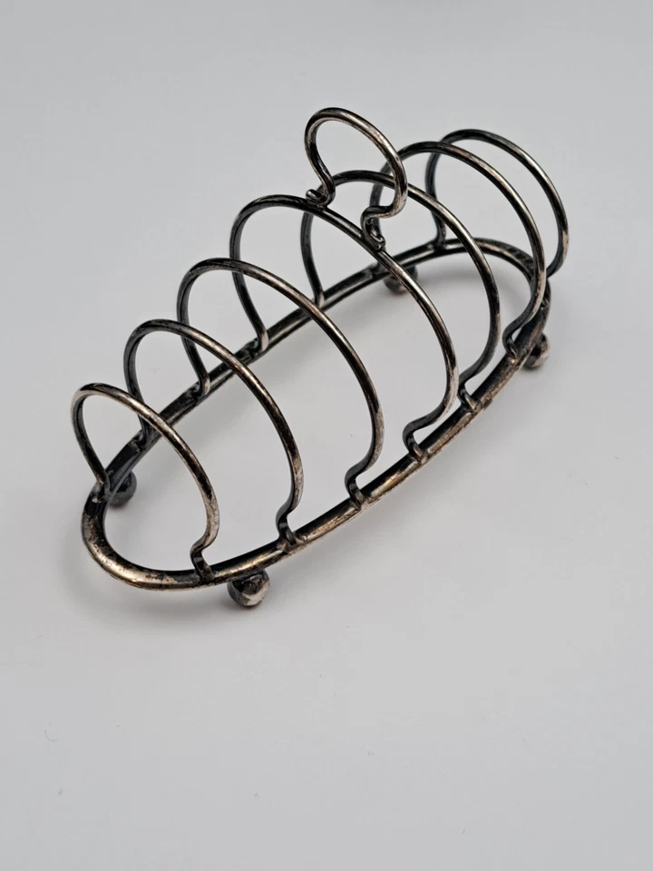 Antiguo estante para tostadas inglés de plata de ley J.E. Bushell Birmingham 1926 Foto 2 de 4