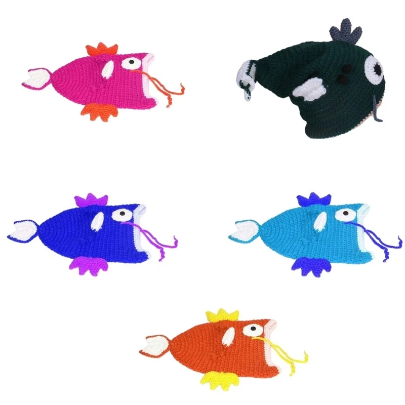 Cute Y2K Style Lucky Goldfish Shape Knitted Hat Slouchy Beanies for Women
