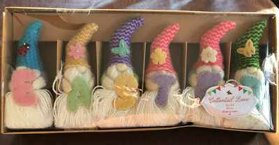 EASTER GNOMES SET OF 6, LADYBUG, FLOWERS, BUTTERFLY - COTTONTAIL LANE