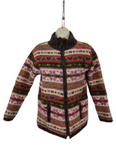 Womens Pachamama Small Uk 8-10 Multi Nordic Wool Fleece Lined Coatigan Jacket