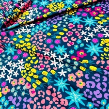 4-way Stretch Pink Colored Flowers Print Fabric 60"wide Swimsuit Spandex By Yard