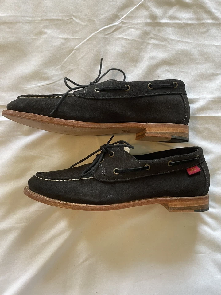 Zapatos mocasín Gorilla brutalmente fuertes de gamuza negra con cordones talla 10,5 M Foto 2 de 4