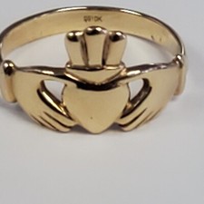 SOLID 10K GOLD CLADDAGH RING SIZE 7