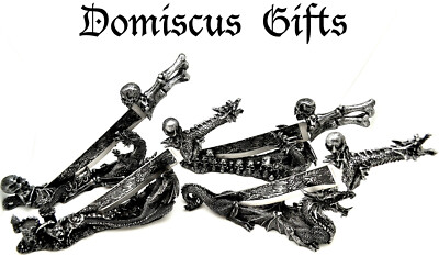 13'' NEW! Graphite Skeleton Dragon Dagger Fantasy Gothic Medieval Knife 4 Styles